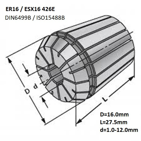 ER16 Spannzange 426E nach DIN6499 ISO15488
